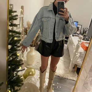 Zara cropped oversize denim jacket